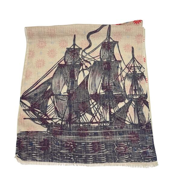 Thomas Paul Linen Table Runner Nautical Ship Sailing 29" x 78" - Picture 2 of 4